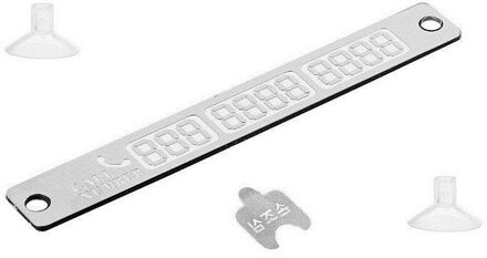 Auto Parkeerkaart Lichtgevende Handig Draagbare Duurzaam Tijdelijke Telefoonnummer Kaart Plaat Kennisgeving Accessoires #226067 zilver