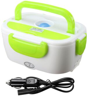 Auto Plug Elektrische Voedsel Heater Verwarming Lunchbox 12V Draagbare Bento Box Office Thuis Voedsel Warmer Met Verwijderbare Container lepel groen