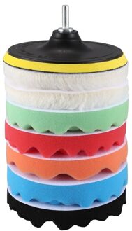 Auto Polijsten Pad Golf Spons Polijsten Waxen Mat Kit Auto Polijstmachine Buffer Met Boor Adapter Spons Wol Plastic Metalen