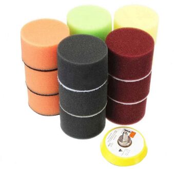 Auto Polijsten Spons Plaat Vlakke Golf Polijsten Pad Spons Wiel Set 2 Inch 16 Stuk Koplamp Polijsten M6 Staaf