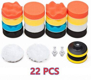 Auto Polijsten Spons Wol Polijsten Waxen Buffing Pads Kit Voor Auto Polijstmachines Met M10 Boor Adapter 22 stk