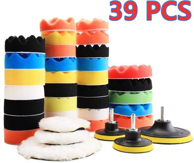 Auto Polijsten Spons Wol Polijsten Waxen Buffing Pads Kit Voor Auto Polijstmachines Met M10 Boor Adapter 39 stk