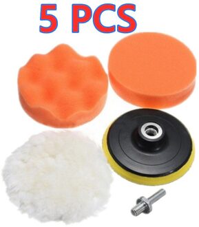 Auto Polijsten Spons Wol Polijsten Waxen Buffing Pads Kit Voor Auto Polijstmachines Met M10 Boor Adapter 5 stk