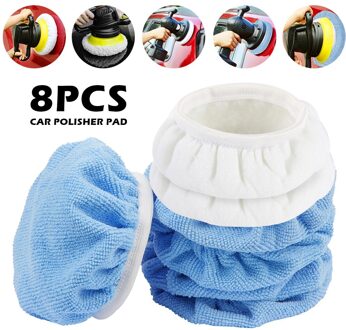 Auto Polijstmachine Pad Microfiber Auto Motorkap Polijsten Buffer Pad Zacht Wollen Polijsten Wassende Buffing Pad Cover Spons Kit Blauw