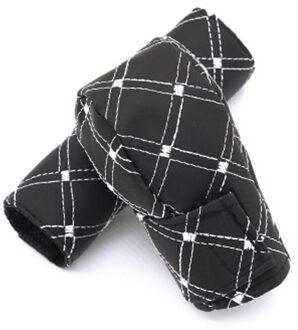 Auto Pu Lederen Handrem Beschermhoes Pookknop Beschermhoes Auto Decoratie Handrem Shift Handvat 2 Delige Set Checkered wit
