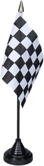 Auto Racing F1 tafelvlaggetjes - 1x stuks - 10 x 15 cm vlag - met zwarte standaard
