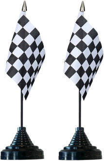 Auto Racing F1 tafelvlaggetjes - 4x stuks - 10 x 15 cm vlag - met zwarte standaard