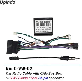 Auto Radio Kabel Kan Bus Voor Volkswagen Vw 16pin Power Kabelboom Dvd Gps Android Multimedia Speler Connector Cable1 met CAN doos
