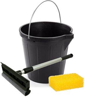 Auto ramen wassen/schoonmaken pakket - speciale spons/emmer/raamtrekker