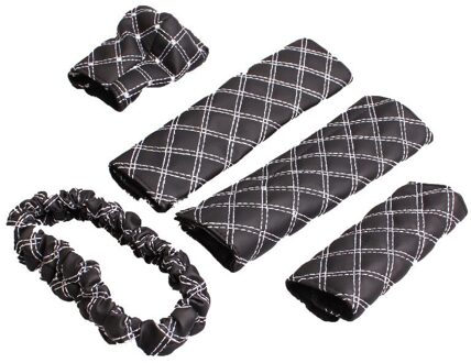 Auto Rode Wijn Interieur Vijf stuk Veiligheidsgordel Schouder Schede Achteruitkijkspiegel Schede Handstand Rem Mouw wit