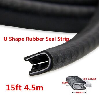 Auto Seal Strip Rubber Tochtstrip Black Protector Noise Isolatie 4.5M U-Vorm Venster