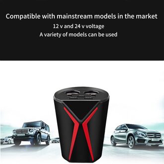 Auto Sigarettenaansteker Splitter 2-Socket Met Drie Usb Interfaces Voor 12-24V Voertuigen Meerdere Interfaces 3.1A intelligente Shunt