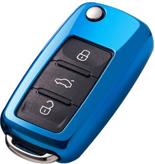 Auto Sleutelhanger Bescherming Cover Case Voor Skoda Golf7 Po-Lo Tiguan Passat Jet-Ta Slijtvaste, zachte, Anti-Kras, Blauw