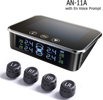 Auto Solar Tpms Bandenspanningscontrolesysteem Smart Digitale Lcd Auto Security Alarm Bar Psi C 'Display Met Externe Sensoren EN Voice Prompt