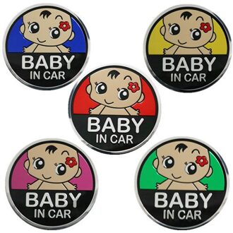 Auto Sticker Label Cartoon Baby In Auto Op Board Gekleurde Grafische Decoratie Veilig Waarschuwing Mark Venster Deur Kofferbak Bumper Vinyl decal 2 size / roze