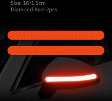 Auto Stickers 2 Stuks Auto Reflector Achteruitkijkspiegel Reflecterende Sticker Vrachtwagen Voertuig Strip Tape Reflecterende Strips Accessoires Rood
