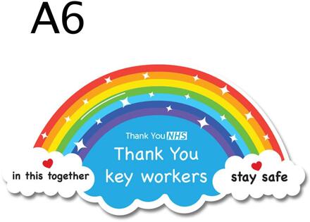 Auto Stickers Dank U Nhs Sticker Regenboog Waterdichte Vinyl Borden Venster Auto Taxi Van Winkel Sticker Auto Regenboog Sticker Auto decor wit