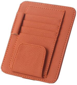 Auto stijl Auto Zonneklep Clip voor Zonnebril Card Pennenhouder Multifunctionele Opbergtas Lederen Bruin