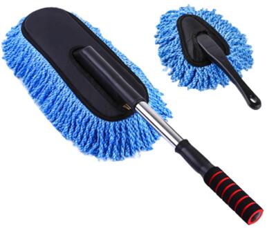 Auto Stofdoek Multifunctionele Microfiber Wassen Borstel Voertuig Interieur En Exterieur Cleaning Kit Met Uitschuifbare Handvat Voor Auto Of Thuis Blauw