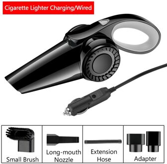 Auto Stofzuiger Draadloze/Bedrade Met Led Licht 4500kpa 120W Thuis Auto Stofzuiger Nat En Droog Handheld draagbare Auto Cleaner Wired grijs