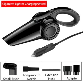 Auto Stofzuiger Draadloze/Bedrade Met Led Licht 4500kpa 120W Thuis Auto Stofzuiger Nat En Droog Handheld draagbare Auto Cleaner Wired zwart