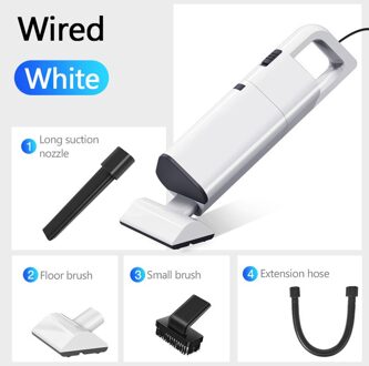 Auto Stofzuiger Nat En Droog 12V 120W 4000Pa Bedrade/Draadloze Handheld Auto Stofzuiger Universele sterke Zuigkracht Thuis Vacuüm wit Wired