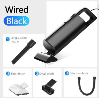 Auto Stofzuiger Nat En Droog 12V 120W 4000Pa Bedrade/Draadloze Handheld Auto Stofzuiger Universele sterke Zuigkracht Thuis Vacuüm zwart Wired