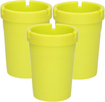 Auto/strand/tuin asbak met deksel - 3x - kunststof - groen - 11 x 8 cm