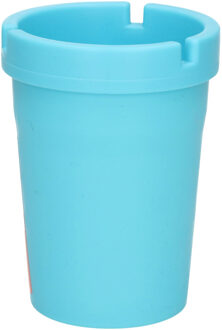 Auto/strand/tuin asbak met deksel - kunststof - blauw - 11 x 8 cm