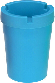 Auto/strand/tuin asbak met deksel - kunststof - blauw - 11 x 8 cm