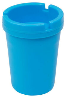 Auto/strand/tuin asbak met deksel - kunststof - neon lichtblauw - 11 x 8 cm