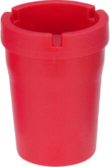 Auto/strand/tuin asbak met deksel - kunststof - rood - 11 x 8 cm