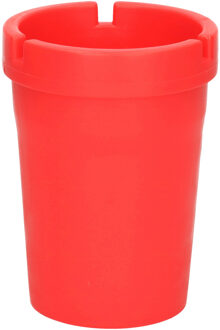 Auto/strand/tuin asbak met deksel - kunststof - rood - 11 x 8 cm