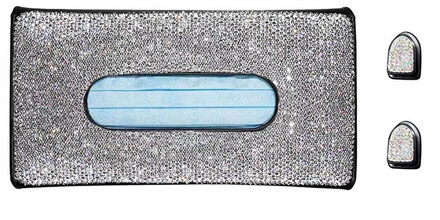 Auto Strass Kristal Tissue Doos Houder Opknoping Zonneklep Mount Auto Masker Doos Diamanten Interieur Decoratie Met Twee Haken zwart