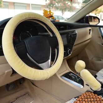 Auto Stuurhoes Versnellingspook Handrem Cover Protector Decoratie Warm Super Dikke Pluche Kraag Zacht Zwart Roze Vrouwen Man Beige