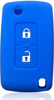 Auto-Styling Afstandsbediening Autosleutelzakje Silicone Case Cover Protector Voor Mitsubishi Outlander Lancer Pajero 4 Sleutelhouder Shell Blauw