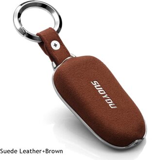 Auto Styling Auto Suede Leer Key Cover Wallet Case Shell Ketting 3 Knoppen Sleutel Houder Protector Accessoires Voor Tesla Model X Option 2