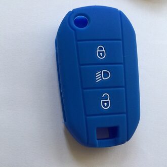 Auto-styling Flip Folding Key Rubber Shell Houder Auto Silicon Funda Voor Citroen LLaves C2 C3 C4 Picasso Xsara c5 C6 C8 3 Knop Blauw