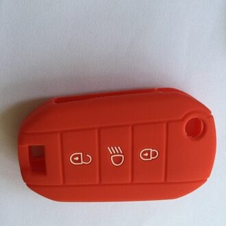 Auto-styling Flip Folding Key Rubber Shell Houder Auto Silicon Funda Voor Citroen LLaves C2 C3 C4 Picasso Xsara c5 C6 C8 3 Knop Rood