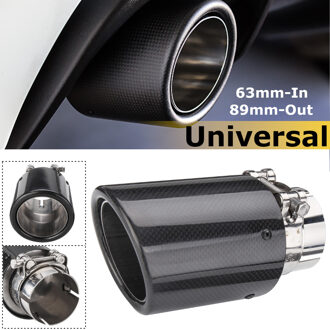 Auto Styling Universal 2.5 inch 63mm-Inlet 89mm-Outlet Glossy Black Carbon Auto Uitlaat Tip Uitlaat Demper
