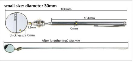 Auto Telescopische Spiegel Inspectie Apparaat Gereedschappen Uitbreiding Hoek View Spiegels Automotive Hand Repair Kit 30mm