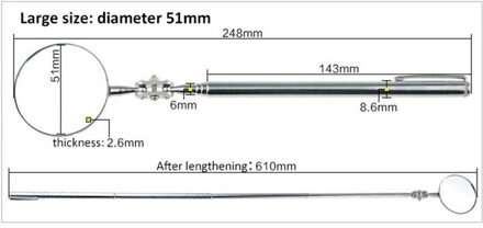 Auto Telescopische Spiegel Inspectie Apparaat Gereedschappen Uitbreiding Hoek View Spiegels Automotive Hand Repair Kit 51mm