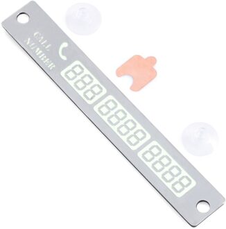 Auto Tijdelijke Parkeerkaart Lichtgevende Telefoonnummer Billboard Kennisgeving Nachtlampje Telefoonnummer Sucker Plaat zilver