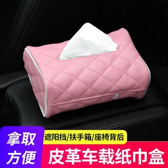 Auto Tissue Box Cover Auto Rugleuning Lederen Armsteun Papier Thuis Servet Houder Box Voor Toyota roze