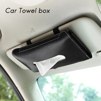 Auto Tissue Box Handdoek Sets Auto Zonneklep Pu Leer Tissue Doos Houder Auto Tissue Houder Voor Cars Zwart