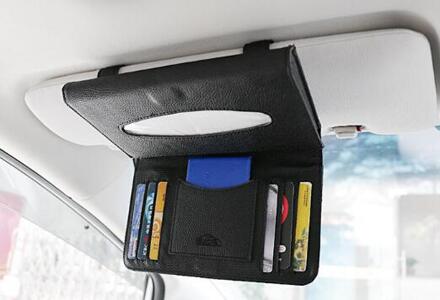Auto Tissue Doos Pu Lederen Zonneklep Type Tissue Dozen Cd Kaarthouder Servet Houder Auto Interieur Accessoires donker bruin