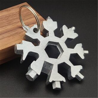 Auto Toolbox Auto Sleutelhanger Tool Snowflake Multi Tool Pocket Sleutelhanger Spanner Inbussleutel Multifunctionele Multipurpose Kamp Overleven S-3-56 - 1stk