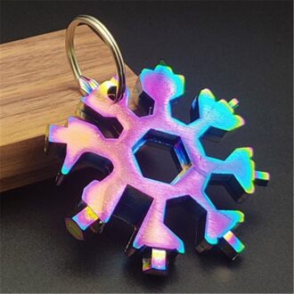 Auto Toolbox Auto Sleutelhanger Tool Snowflake Multi Tool Pocket Sleutelhanger Spanner Inbussleutel Multifunctionele Multipurpose Kamp Overleven S-3-57 - 1stk