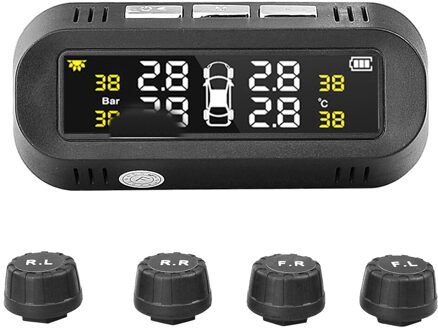 Auto Tpms Bandenspanningscontrolesysteem Solar Power Digital Lcd Display Auto Alarmsystemen Bandenspanning extern