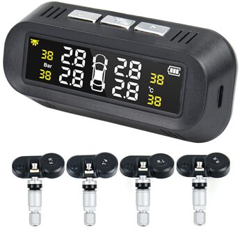 Auto Tpms Bandenspanningscontrolesysteem Solar Power Digital Lcd Display Auto Alarmsystemen Bandenspanning intern